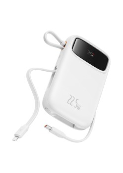 Acumulator Extern 2x Lightning, 3x Type-C, 2x USB, 22.5W, 10000mAh + Cablu Type-C, 30cm - Baseus Qpow Pro+ (P10055003223-00) - White