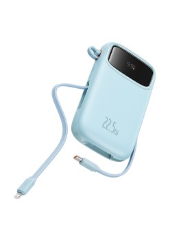 Acumulator Extern 2x Lightning, 3x Type-C, 2x USB, 22.5W, 10000mAh + Cablu Type-C, 30cm - Baseus Qpow Pro+ (P10055003313-00) - Blue