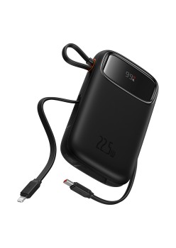 Acumulator Extern 2x Lightning, 3x Type-C, 2x USB, 22.5W, 10000mAh + Cablu Type-C, 30cm - Baseus Qpow Pro+ (P10055003113-00) - Black