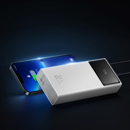 Acumulator Extern 2x USB, Type-C, Micro-USB, 22.5W, 20000mAh + Cablu Type-C, 3A, 30cm - Baseus Star-Lord (PPXJ080002) - White