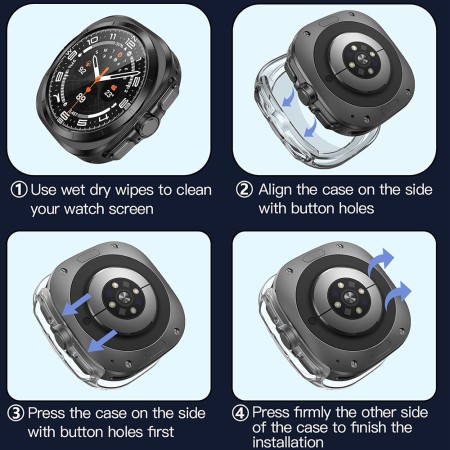 Husa pentru Samsung Galaxy Watch Ultra (47mm) + Folie - Techsuit Defense360 Pro - Clear