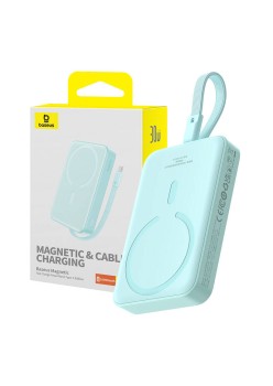 Acumulator Extern MagSafe, USB-C, Lightning, 30W, 10000mAh - Baseus Magnetic Mini (P1002210B333-00) - Blue