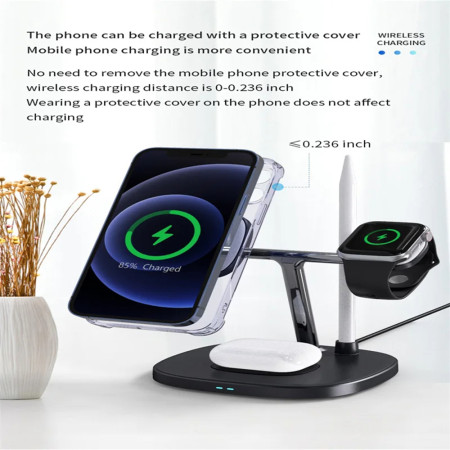 Statie de Alimentare pentru iPhone, iWatch, AirPods, Apple Pencil, 15W, Yesido, Black