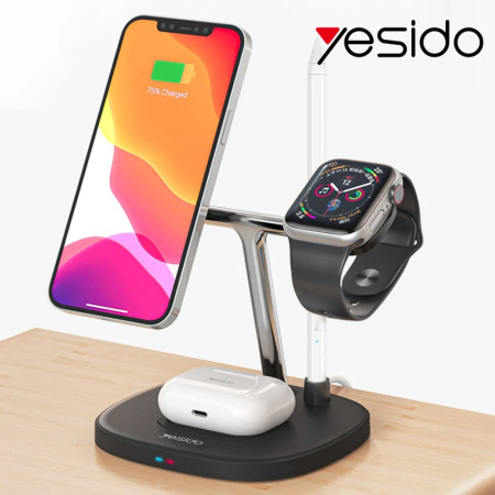 Statie de Alimentare pentru iPhone, iWatch, AirPods, Apple Pencil, 15W, Yesido, Black