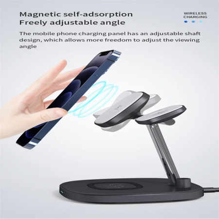 Statie de Alimentare pentru iPhone, iWatch, AirPods, Apple Pencil, 15W, Yesido, Black
