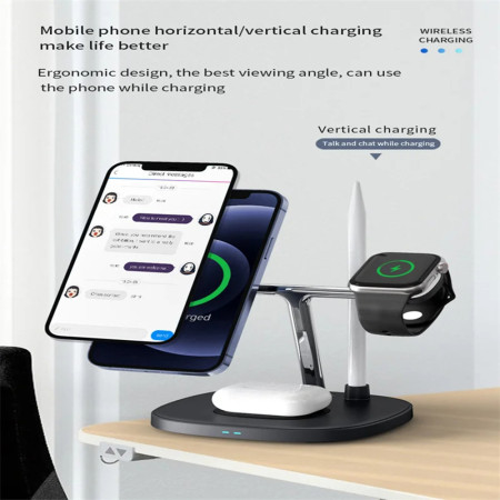 Statie de Alimentare pentru iPhone, iWatch, AirPods, Apple Pencil, 15W, Yesido, Black