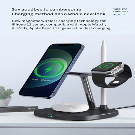 Statie de Alimentare pentru iPhone, iWatch, AirPods, Apple Pencil, 15W, Yesido, Black