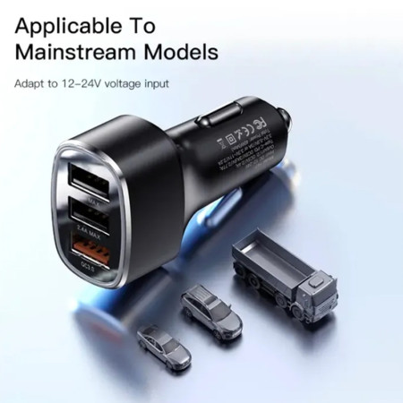 Incarcator Auto 3x USB Yesido, Black