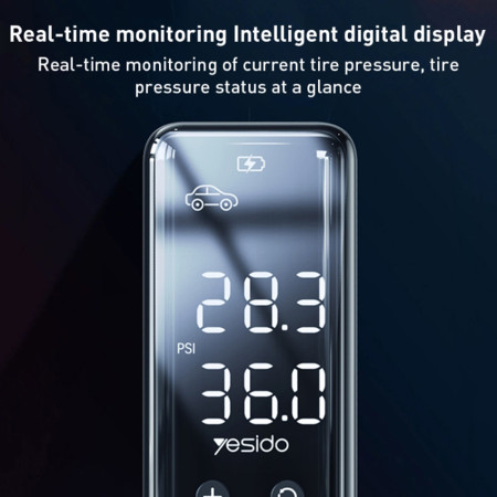 Compresor auto digital pentru Rotile Masinii, 50W, Yesido, Black