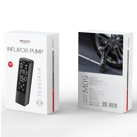 Compresor auto digital pentru Rotile Masinii, 50W, Yesido, Black