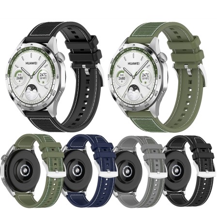 Curea pentru Samsung Galaxy Watch 4/5/Active 2, Huawei Watch GT 3 (42mm)/GT 3 Pro (43mm) - Techsuit Watchband (W051) - Black