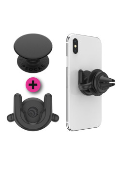 Suport pentru Telefon Popsockets PopGrip + PopMount G2 Car Vent, Black