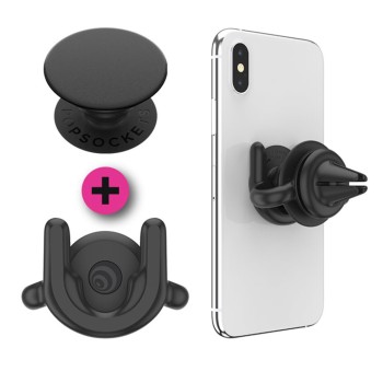 Suport pentru Telefon Popsockets PopGrip + PopMount G2 Car Vent, Black
