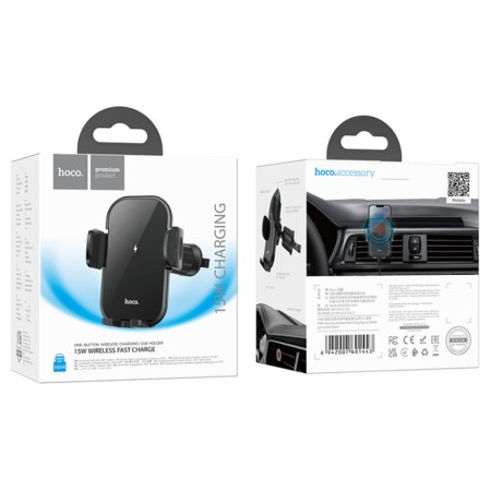 Suport Grila Ventilatie pentru Telefon, 15W - Hoco Journey (HW4) - Black