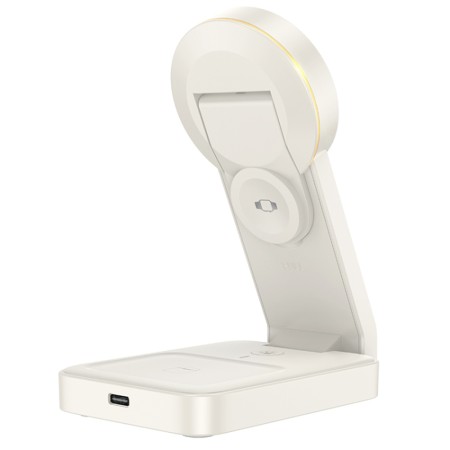 Statie de incarcare pentru iPhone, Apple Watch, AirPods - Hoco Motorcycle (CQ3) - Milky White