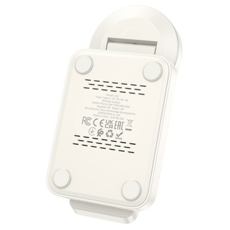 Statie de incarcare pentru iPhone, Apple Watch, AirPods - Hoco Motorcycle (CQ3) - Milky White