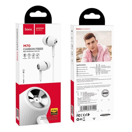 Casti Jack cu Microfon, 1.2m - Hoco Graceful (M70) - White