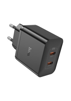 Incarcator Dual Port 2x Type-C PD45W - Hoco Streamer (N35) - Black