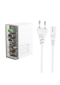 Incarcator 3x USB, 3x Type-C, 65W - Hoco Fuerza (N36) - White
