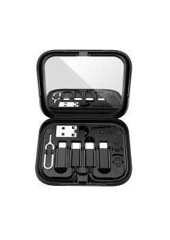 Set Cablu, Adaptoare Micro-USB, Type-C, Lightning, USB - Hoco Treasure Box (U114) - Black