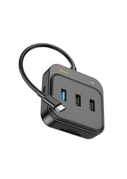 Adaptor Type-C la HDMI, SD, TF, USB3.0, 2x USB2, 100W - Hoco (HB38) - Black