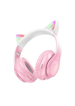 Casti pentru Copii, Ajustabile - Hoco Cat Ear (W42) - Cherry Blossom