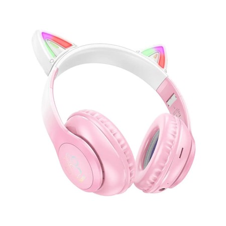 Casti pentru Copii, Ajustabile - Hoco Cat Ear (W42) - Cherry Blossom