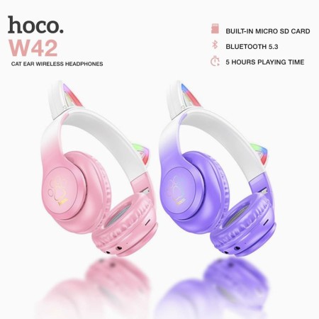 Casti pentru Copii, Ajustabile - Hoco Cat Ear (W42) - Cherry Blossom