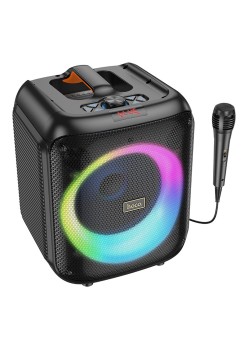 Boxa Bluetooth V5.1, TF, USB, AUX, TWS, RGB cu Microfon - Hoco Graceful (HA1) - Black