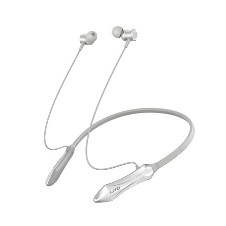 Casti bluetooth Fara fir Lito LT-V135 cu bandă gât pentru sport, cu microfon, Bluetooth V5.3, 160mAh, Silver