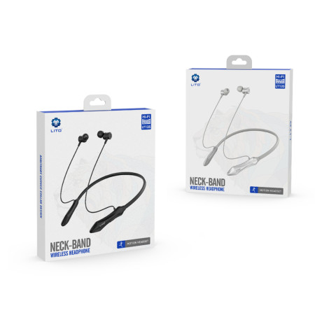 Casti bluetooth Fara fir Lito LT-V135 cu bandă gât pentru sport, cu microfon, Bluetooth V5.3, 160mAh, Silver