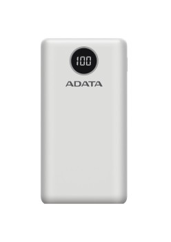 Acumulator extern 2 x USB, Type-C, Quick Charge 3.0, PD 18W, 3A, 20000mAh, Digital Display - Adata (AP20000QCD-DGT-CWH) - White