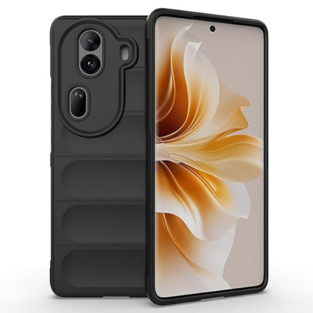 Husa pentru Oppo Reno11 Pro, Antisoc, Margini Striatii, Magic Shield, Black