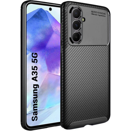 Husa pentru Samsung Galaxy A35 5G, CarbonFiber, Black