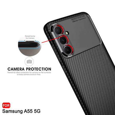 Husa pentru Samsung Galaxy A35 5G, CarbonFiber, Black