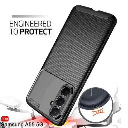 Husa pentru Samsung Galaxy A35 5G, CarbonFiber, Black