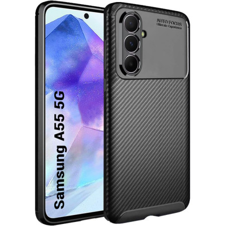 Husa pentru Samsung Galaxy A55 5G, CarbonFiber, Black