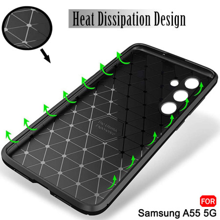Husa pentru Samsung Galaxy A55 5G, CarbonFiber, Black