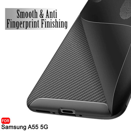 Husa pentru Samsung Galaxy A55 5G, CarbonFiber, Black