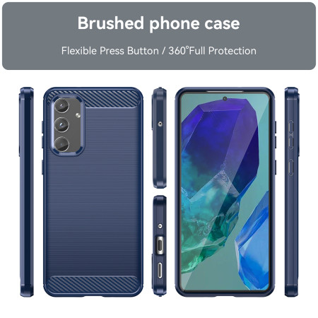 Husa Carbon pentru Samsung Galaxy M55, Tech Protects, Blue