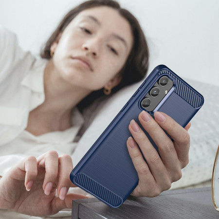 Husa Carbon pentru Samsung Galaxy M55, Tech Protects, Blue