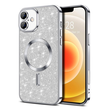 Husa pentru iPhone 16, Glitter MagSafe, Atasare Magnetica, Silver