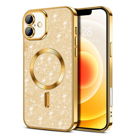 Husa pentru iPhone 16, Glitter MagSafe, Atasare Magnetica, Gold
