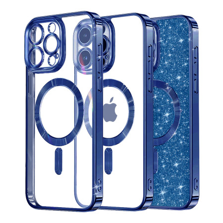 Husa pentru iPhone 16 Pro Max Glitter MagSafe, Atasare Magnetica, Deep Blue