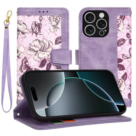 Husa FlipCraft pentru iPhone 16 Pro - Protectie 360, Design Floral, Mysterious Purple