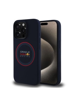 Husa pentru iPhone 15 Pro Max - Red Bull Racing Silicone Red Ring MagSafe (RBHMP15X24SIILVR) - Navy