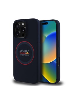 Husa pentru iPhone 16 Pro Max - Red Bull Racing Silicone Red Ring MagSafe (RBHMP16X24SIILVR) - Navy