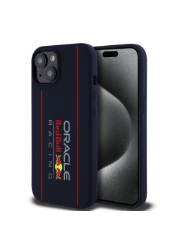 Husa pentru iPhone 15 - Red Bull Racing Silicone Oversize Vertical Logo MagSafe (RBHMP15S24SIOLRV) - Navy