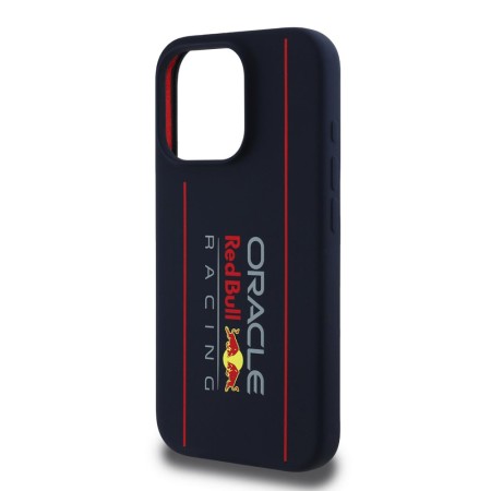 Husa pentru iPhone 15 Pro - Red Bull Racing Silicone Oversize Vertical Logo MagSafe (RBHMP15L24SIOLRV) - Navy