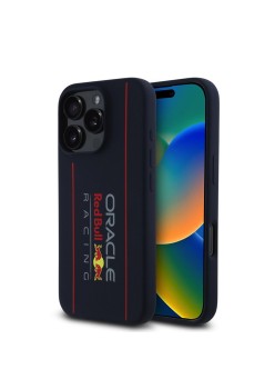 Husa pentru iPhone 16 Pro - Red Bull Racing Silicone Oversize Vertical Logo MagSafe (RBHMP16L24SIOLRV) - Navy